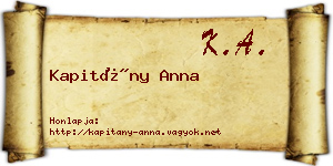 Kapitány Anna névjegykártya