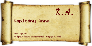 Kapitány Anna névjegykártya
