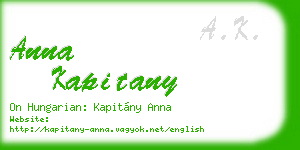 anna kapitany business card